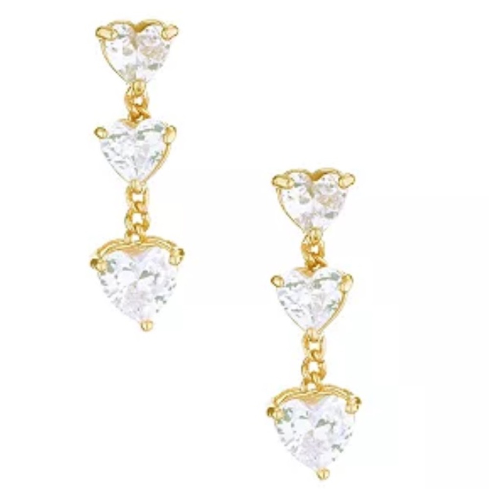 Ettika 18k Gold Plated Crystal Heart Drop Earrings